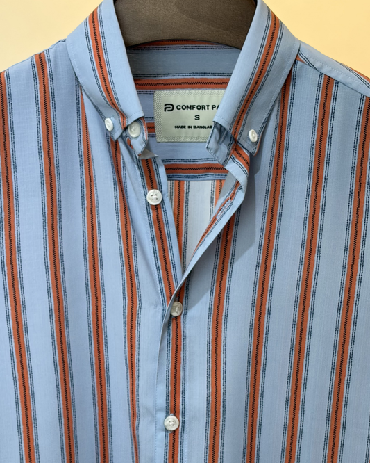 Sky Blue Rust Stripe Shirt