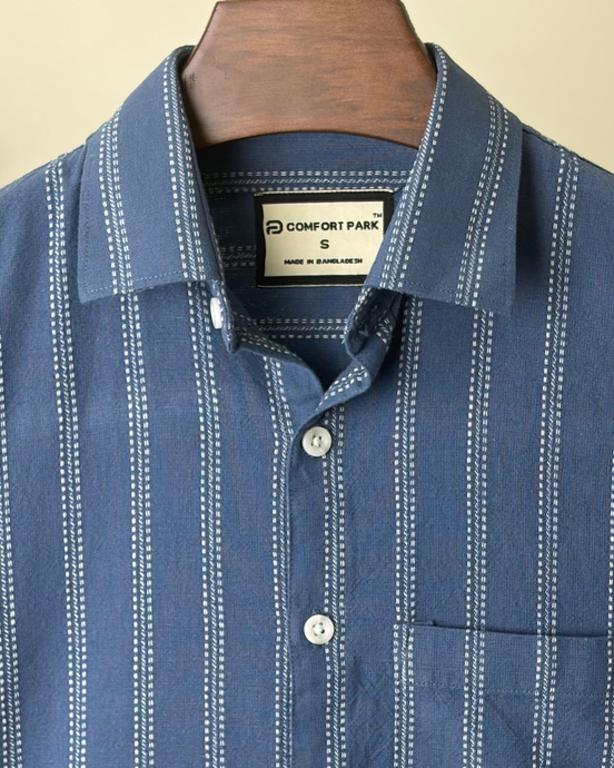 Slate Blue Striped half shirt