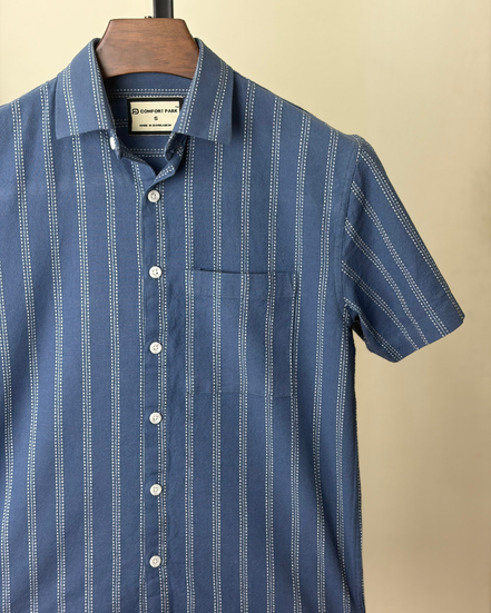 Slate Blue Striped half shirt