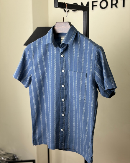 Slate Blue Striped half shirt