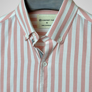 Soft Pink Vertical Striped Button-Down Shirt