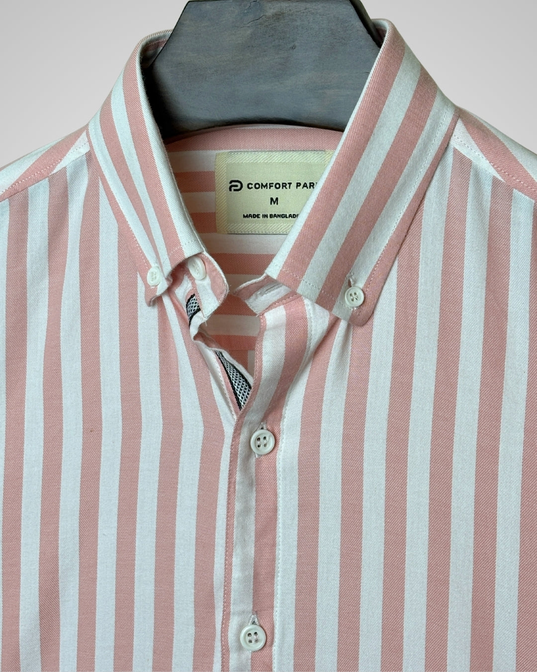 Soft Pink Vertical Striped Button-Down Shirt
