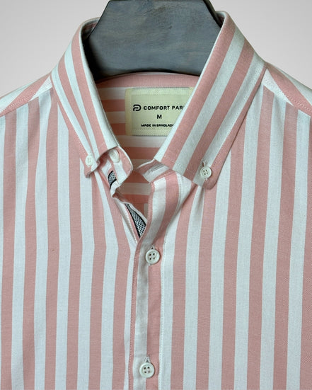 Soft Pink Vertical Striped Button-Down Shirt