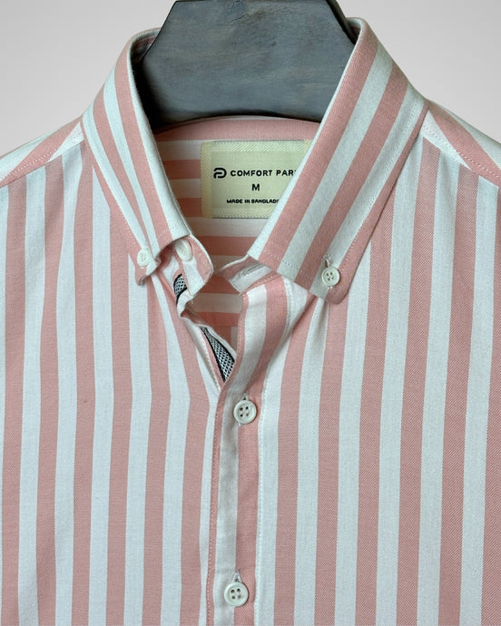 Soft Pink Vertical Striped Button-Down Shirt