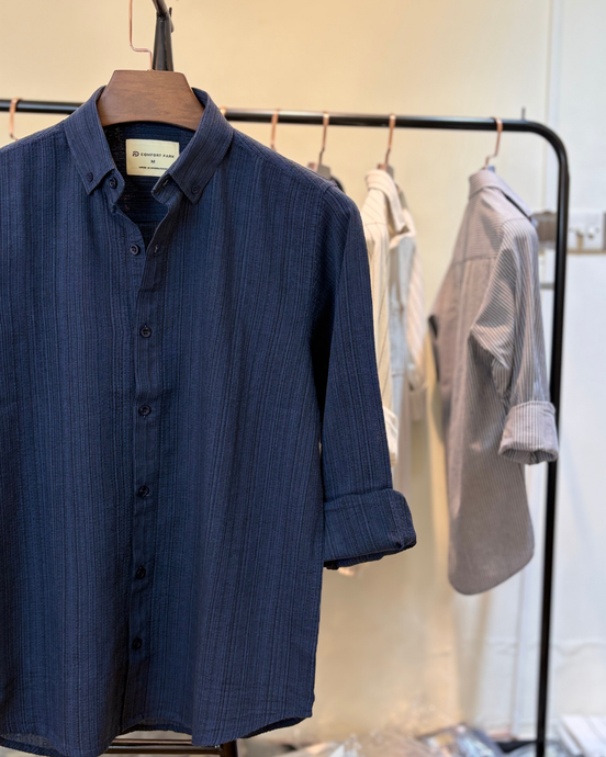 Steel Blue Textured Shirt