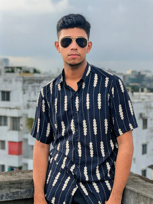 Men's Bleach Cedar Abstract Half Sleeve Shirt