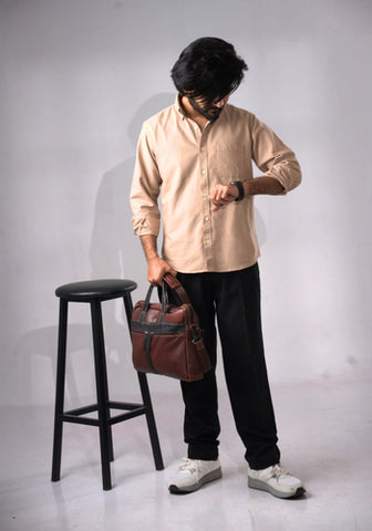 Cream Formal Shirt - Smart Casual Wear for Men | ComfortPark