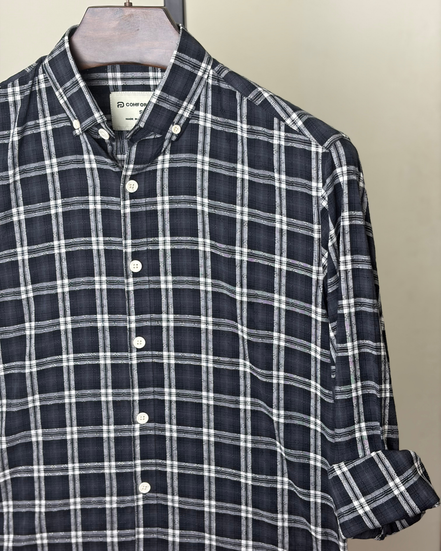 Black textured check shirt