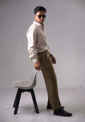 Beige Casual Shirt - Relaxed Fit for Men | ComfortPark