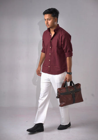 Maroon Formal Shirt - Smart Casual Wear for Men | ComfortPark