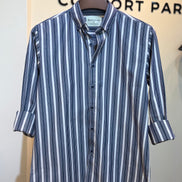 Navy blue and white striped shirt