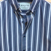 Navy blue and white striped shirt