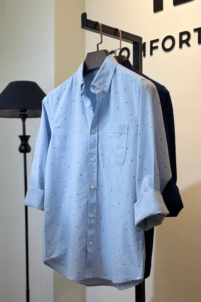 Sky Blue Printed Shirt - Store Rack Display | ComfortPark